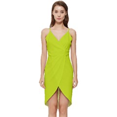 Bitter Lemon Green	 - 	wrap Frill Dress by ColorfulDresses