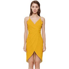 China Yellow	 - 	wrap Frill Dress by ColorfulDresses