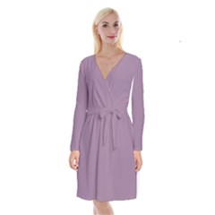 Dusty Lavender Purple	 - 	long Sleeve Velvet Front Wrap Dress by ColorfulDresses