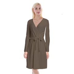 Cedar Brown	 - 	long Sleeve Velvet Front Wrap Dress by ColorfulDresses