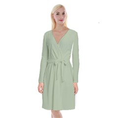 Laurel Green	 - 	long Sleeve Velvet Front Wrap Dress by ColorfulDresses