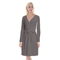 Ash Grey	 - 	long Sleeve Velvet Front Wrap Dress by ColorfulDresses