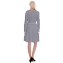 Quick Silver Grey	 - 	Long Sleeve Velvet Front Wrap Dress View2