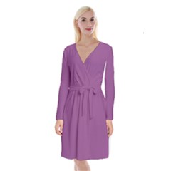 Plum Purple	 - 	long Sleeve Velvet Front Wrap Dress by ColorfulDresses