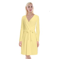 Short Bread Yellow	 - 	long Sleeve Velvet Front Wrap Dress by ColorfulDresses