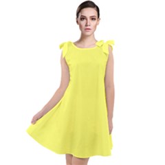 Laser Lemon Yellow	 - 	tie Up Tunic Dress by ColorfulDresses