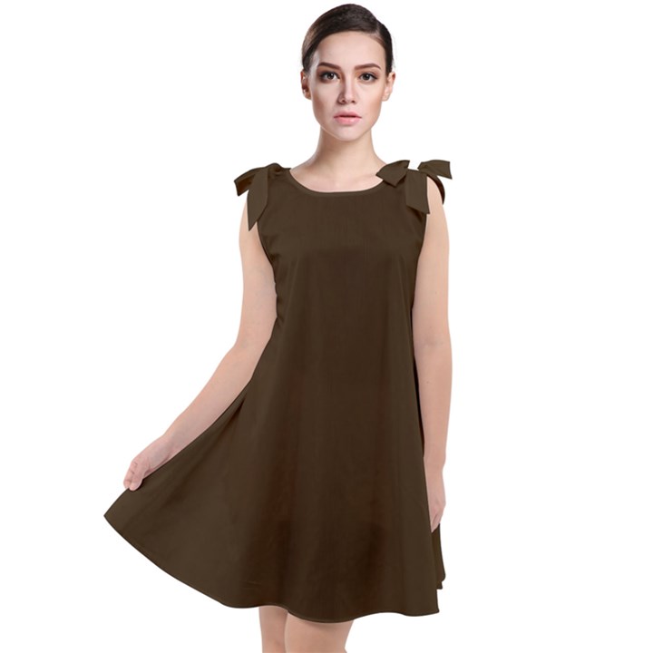 Chocolate  Brown	 - 	Tie Up Tunic Dress