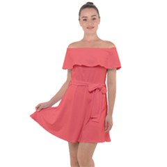 Bean Red	 - 	off Shoulder Velour Dress by ColorfulDresses