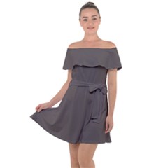 Ash Grey	 - 	off Shoulder Velour Dress by ColorfulDresses