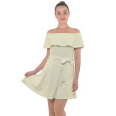 Pale Spring Bud	 - 	off Shoulder Velour Dress by ColorfulDresses