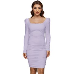 Languid Lavender Purple	 - 	long Sleeve Ruched Stretch Jersey Dress by ColorfulDresses