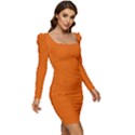 Spanish Orange	 - 	Long Sleeve Ruched Stretch Jersey Dress View2