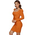 Spanish Orange	 - 	Long Sleeve Ruched Stretch Jersey Dress View3