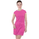 Brilliant Rose Pink	 - 	Drawstring Hooded Dress View1