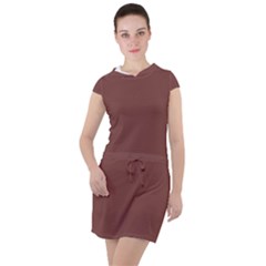 Bole Brown	 - 	drawstring Hooded Dress by ColorfulDresses