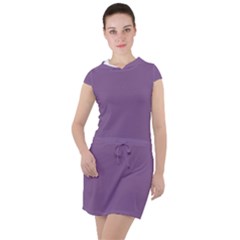 French Lilac Purple	 - 	drawstring Hooded Dress by ColorfulDresses