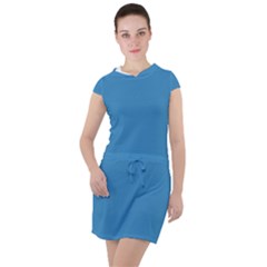 Regatta Blue	 - 	drawstring Hooded Dress by ColorfulDresses