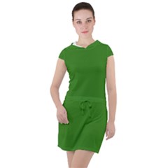 Medium Spring Green	 - 	drawstring Hooded Dress by ColorfulDresses