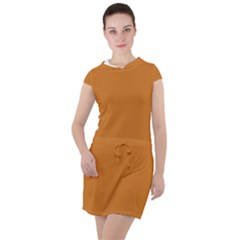 Ochre Orange	 - 	drawstring Hooded Dress by ColorfulDresses