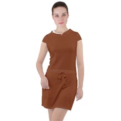 Sienna Brown	 - 	drawstring Hooded Dress by ColorfulDresses