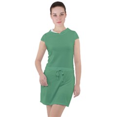 Shiny Shamrock Green	 - 	drawstring Hooded Dress by ColorfulDresses