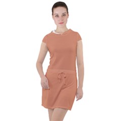 Soft Copper	 - 	Drawstring Hooded Dress