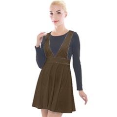 Cafe Noir Brown	 - 	plunge Pinafore Velour Dress by ColorfulDresses