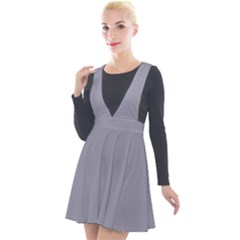 Coin Grey	 - 	plunge Pinafore Velour Dress by ColorfulDresses