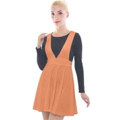 Atomic Tangerine Orange	 - 	plunge Pinafore Velour Dress by ColorfulDresses