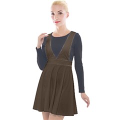 Espresso Brown	 - 	plunge Pinafore Velour Dress by ColorfulDresses