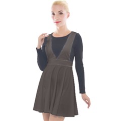 Ash Grey	 - 	plunge Pinafore Velour Dress by ColorfulDresses