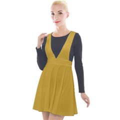 Lemon Curry Yellow	 - 	plunge Pinafore Velour Dress by ColorfulDresses