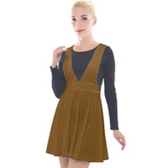 Dirt Brown	 - 	plunge Pinafore Velour Dress by ColorfulDresses