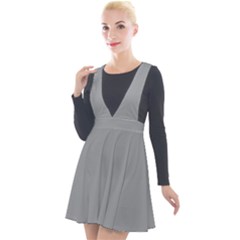 Pewter Grey	 - 	plunge Pinafore Velour Dress by ColorfulDresses