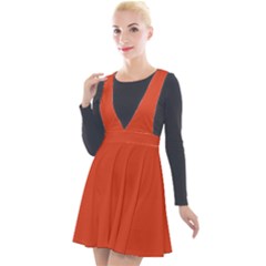 Tangerine Tango Orange	 - 	plunge Pinafore Velour Dress by ColorfulDresses