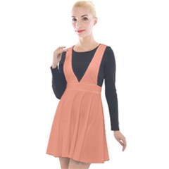 Vivid Tangerine Orange	 - 	plunge Pinafore Velour Dress by ColorfulDresses