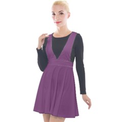 Sparkling Grape Purple	 - 	plunge Pinafore Velour Dress by ColorfulDresses