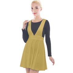 Trombone Yellow	 - 	Plunge Pinafore Velour Dress