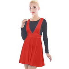 Lava Red	 - 	plunge Pinafore Velour Dress by ColorfulDresses