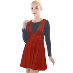 Lipstick Red	 - 	plunge Pinafore Velour Dress by ColorfulDresses