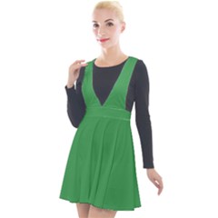 Clover Green	 - 	plunge Pinafore Velour Dress by ColorfulDresses