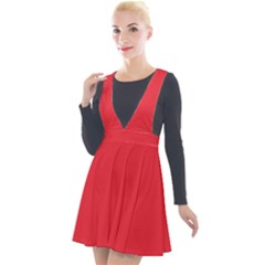 Imperial Red	 - 	plunge Pinafore Velour Dress by ColorfulDresses