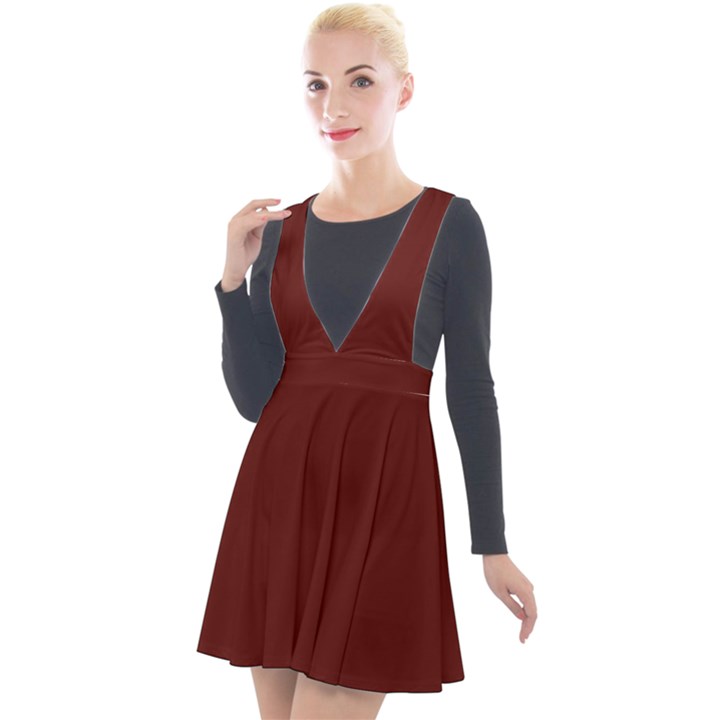 Jam Red	 - 	Plunge Pinafore Velour Dress