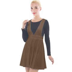 Deep Tuscan Brown	 - 	plunge Pinafore Velour Dress by ColorfulDresses