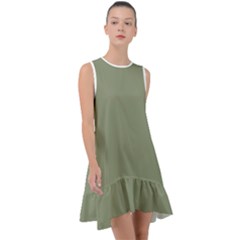 Artichoke Green	 - 	frill Swing Dress by ColorfulDresses