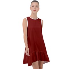 Barn Red	 - 	frill Swing Dress by ColorfulDresses