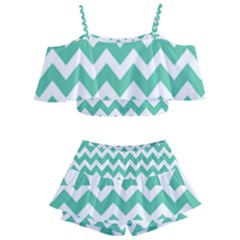 Chevron Pattern Giftt Kids  Off Shoulder Skirt Bikini by GardenOfOphir