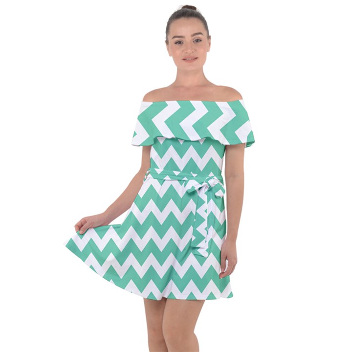 Chevron Pattern Giftt Off Shoulder Velour Dress