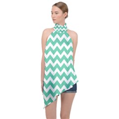 Chevron Pattern Giftt Halter Asymmetric Satin Top by GardenOfOphir