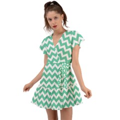 Chevron Pattern Giftt Flutter Sleeve Wrap Dress by GardenOfOphir